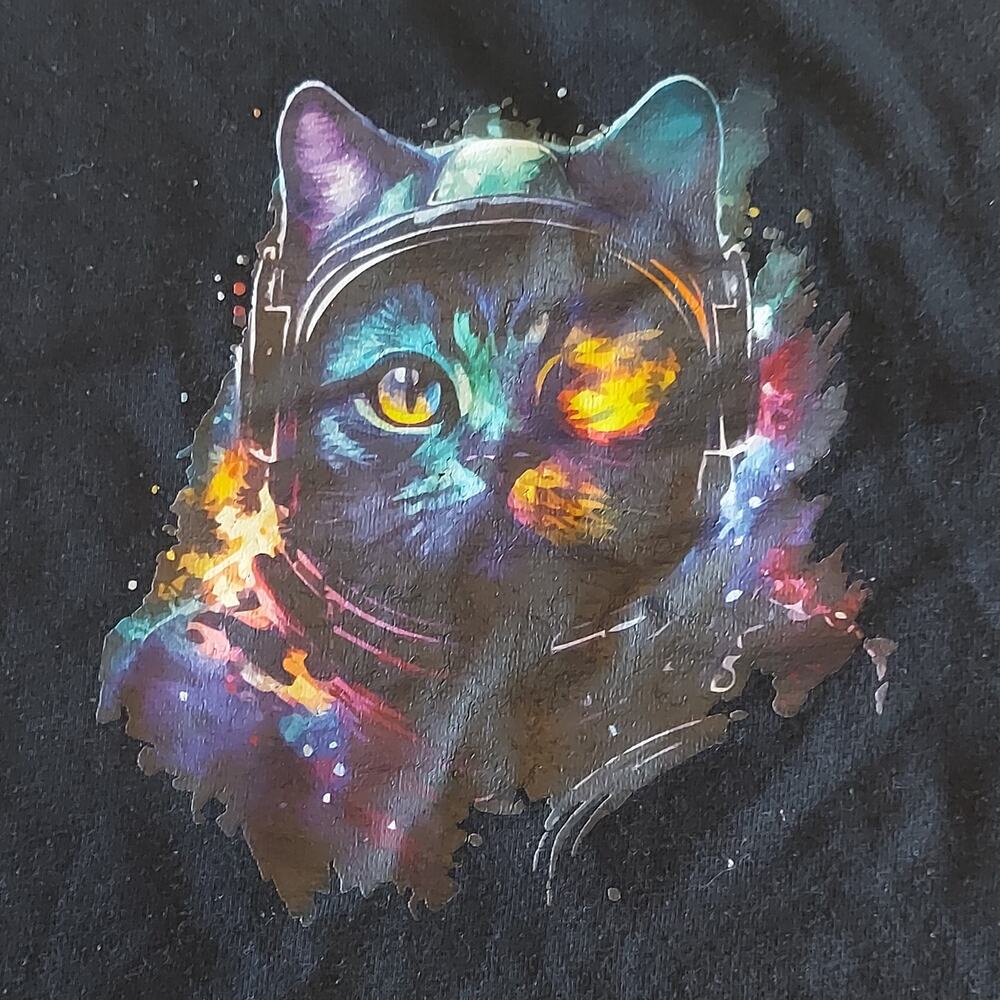 Jerzees Dri Power Shirt Youth Large Multicolor Space Cat Short Sleeve Tee